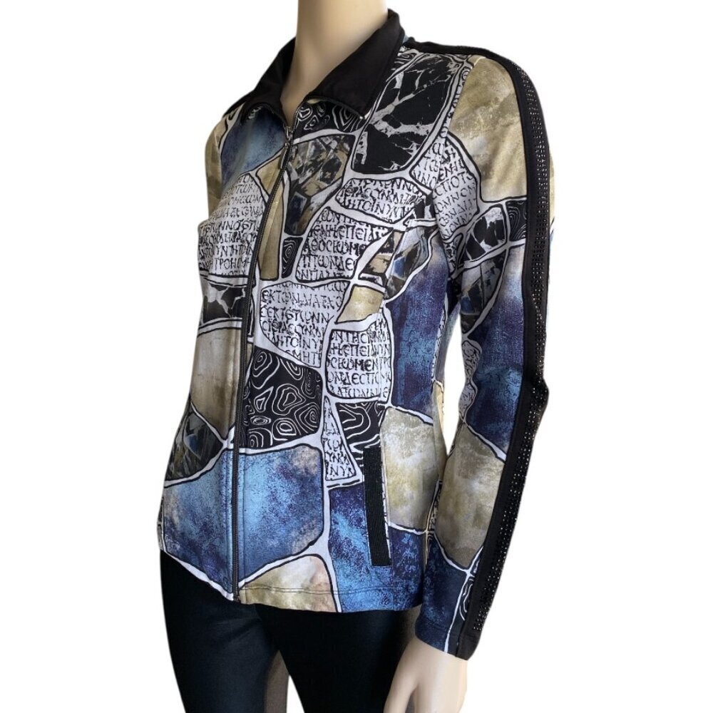 Dolcezza Abstract Art Dazzling Zip Up Jacket Sz M